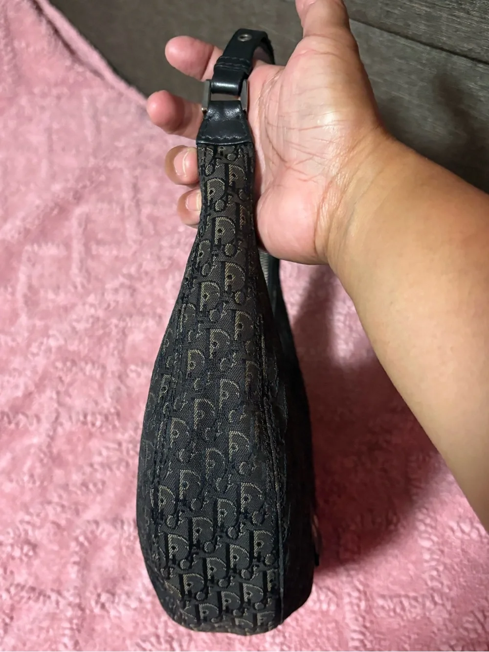 Dior Black Trotter Monogram Croissant Shoulder Bag